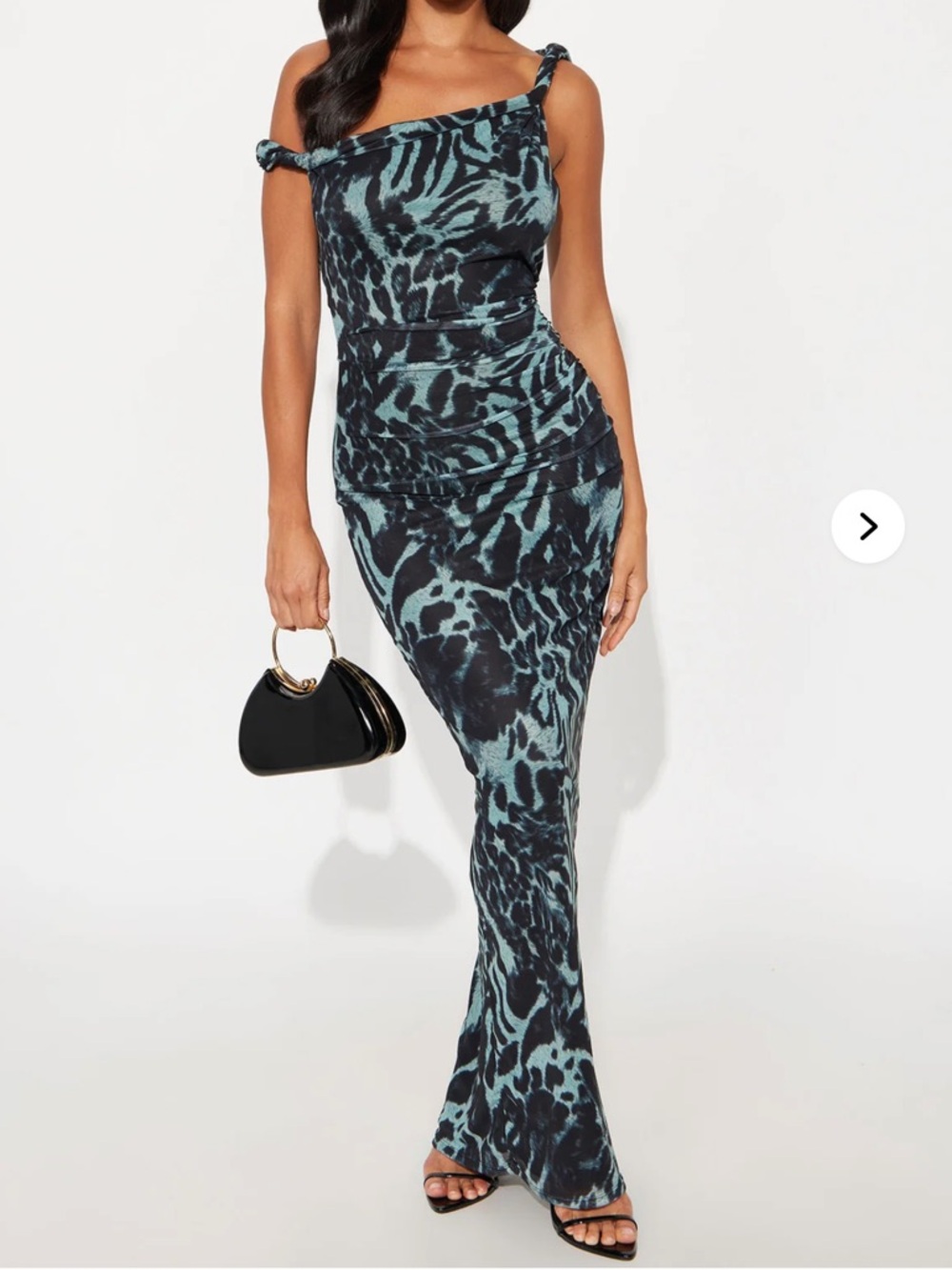 Fashion Nova Green & Black Animal Print Maxi Dress
